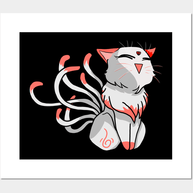 Nine Tail Cat (Red) Wall Art by yuki123541